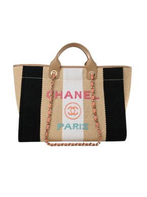 Chanel Striped Canvas Deauville Bag 1
