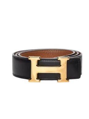 Herems Black Leather H Belt 70 Cms 1