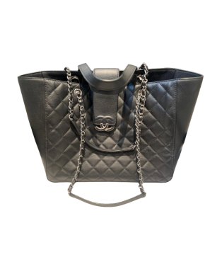 Chanel Black  Quilted Leather Shopper Bag 1