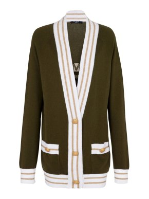 Balmain Brown Cashmere Blend Cardigan 1