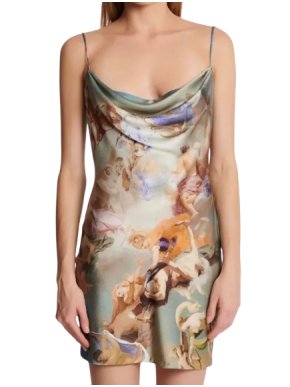 Balmain Renaissance Print Silk Mini Dress 1