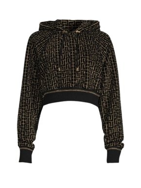 Balmain Brown/Gold Velour Hoodie 1