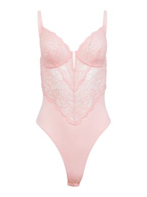 Fleur Du Mal Peach Blossom Lace Bodysuit 1