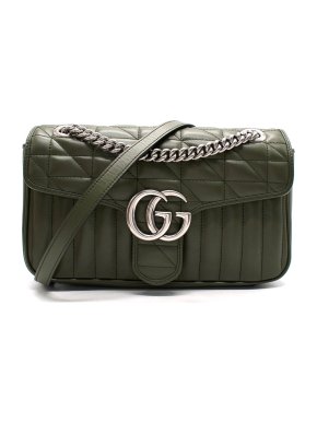 Gucci Dark Olive GG Marmont Medium Flap Bag 1