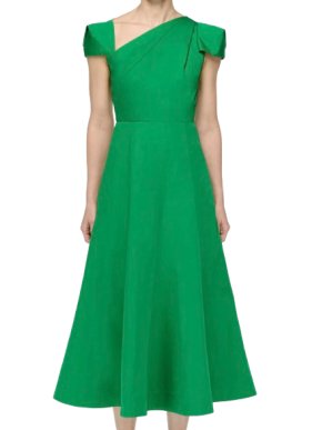 Roland Mouret Green Cap Sleeved Midi Dress 1