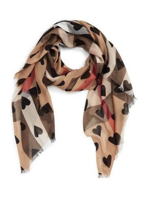 Burberry Heart Print Cashmere Blend Scarf 1