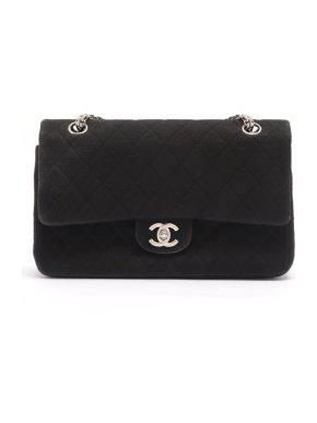 Chanel Timeless Quilted Black Fabric Bag 1