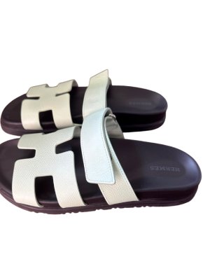 HERMESJade Vert Epsom Leather Chypre Sandals 38 1