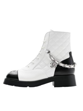 Chanel Quilted Leather Lace Up Boots 1