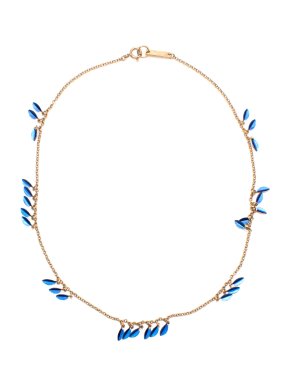 Isabel Marant Sapphire Blue  Colour Shiny Leaf Necklace 1