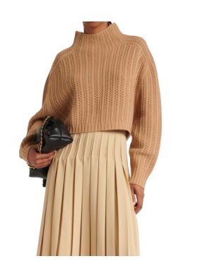 Max Mara Beige Hodeida Wool and Cashmere Knitted Jumper with Back Button Detailing 1