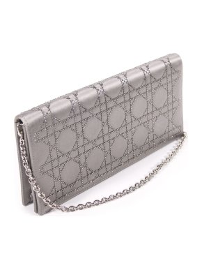 Dior Embellished Silver Silk Evening Bag 1