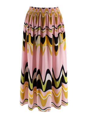 Emilio Pucci Pink and Yellow Printed Silk Skirt