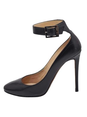Jimmy Choo Black Leather Ankle Strap Pumps 1