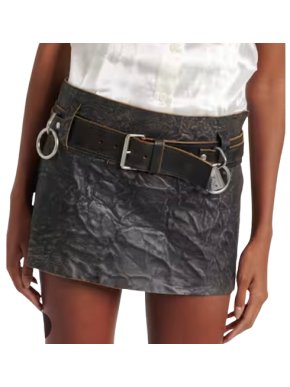 Prada Black Belted Leather Mini Skirt 1