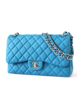 Chanel Bright Blue Double Flap Bag With Silver Hardware 1