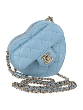 Chanel Pale Blue Quilted Leather Heart Crossbody Bag 1