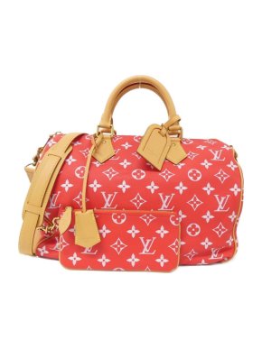 Louis Vuitton Monogram Speedy Bandouliere 40cm Boston Bag Red 1