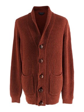 Burberry Brick Red Thick Knitted Cardigan