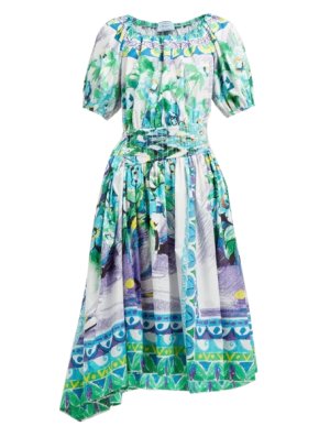 Prada Cotton Print Ruched Dress 1