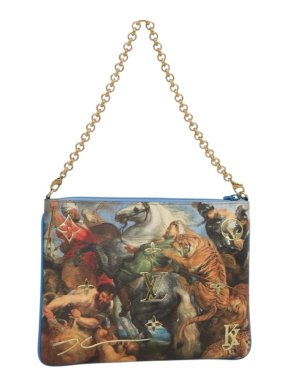 Limited Edition Louis Vuitton x Jeff Koons Masters Collection Pochette – “Tiger Hunt” Print with Gold Chain Strap 1