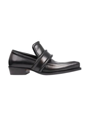Bottega Veneta Black Leather Spada Loafers 1