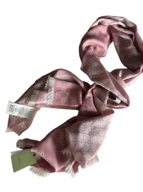 Gucci Rose/Ivory Reversible Silk/Wool Blend Scarf/Stole 1