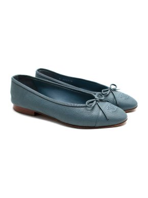 Chanel Pale Blue Caviar Leather Ballet Flats 1