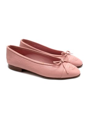 Chanel CC Cap Toe Baby Pink Caviar Leather Ballet Flats 1