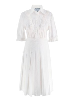 Prada White Cotton Button Front Poplin Dress