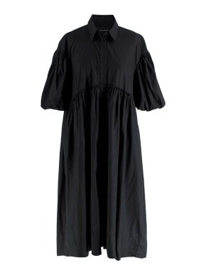 Simone Rocha Black Cotton Poplin Midi Dress 1