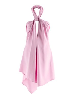 The Attico “Becky” Cutout Woven Mini Dress in Bubblegum Pink 1
