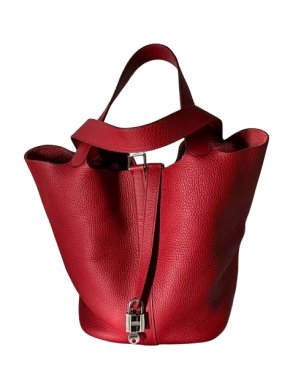 Hermes Red Clemence Taurillon Picotin 26 1
