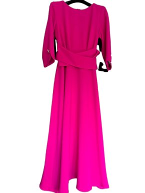 Claudia C Barcelona Fuschia Pink Midi Dress 1