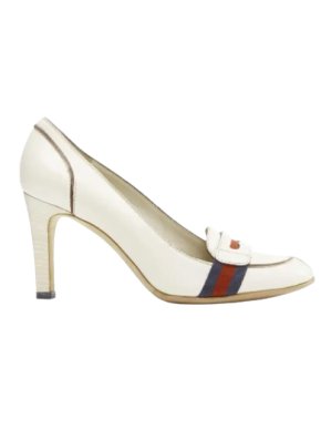 Gucci White Leather Heeled Pumps 1