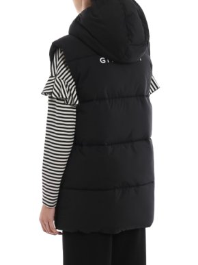 Givenchy Logo Black Sleeveless Hooded Puffer Jacket 1