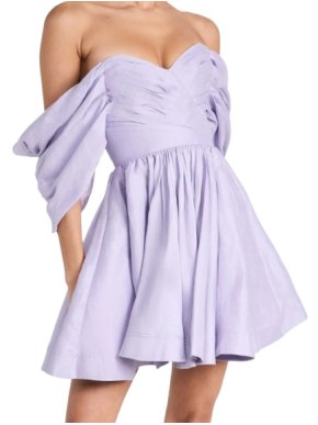 Aje Lilac Linen Off The Shoulder Mini Dress 1
