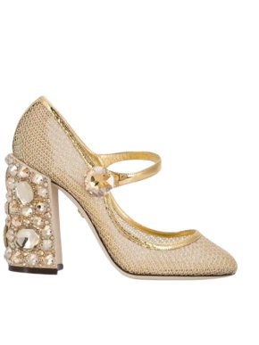 Dolce & Gabbana Gold Mesh And Crystal Mary Jane Heels 1
