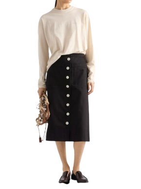 Prada Current Cotton Drill Midi Skirt 1