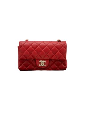 Chanel Red Mini Lambskin Quilted Rectangular Flap 1