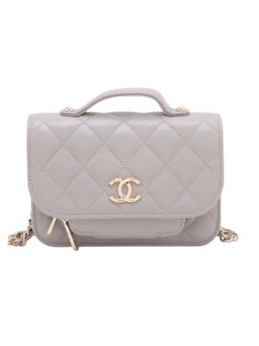 Chanel Grey Matelasse Caviar Wallet On Chain 1