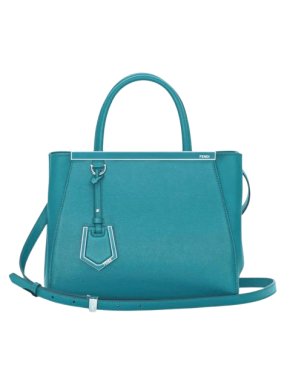Fendi 2Jours Teal Leather Tote 1