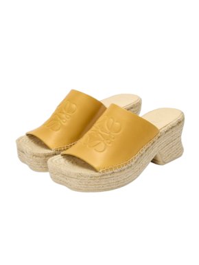 Loewe Yellow Leather Petal Espadrille Wedge Sandals 80 1