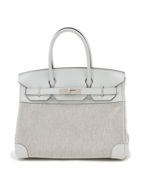 Hermès Grey Swift Leather & Toile Birkin 30cm with Silver Hardware 1