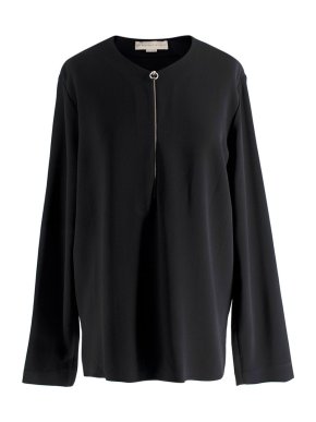 Stella McCartney Black Crepe Top with Silver Zip detail 1