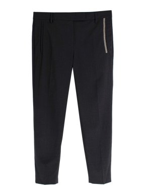 Brunello Cucinelli Charcoal Grey Trousers with Signature Embellishment 1