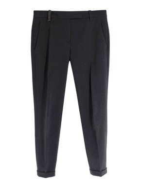Grey Fitted Trousers with Signature Detail 1