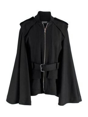 Alexander McQueen Black Belted Wool Cape Jacket 1