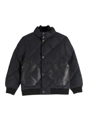 Louis Vuitton Kid's Black Quilted Jacket With Leather Pockets 1