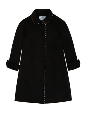 Prada Black Wool Blend Coat with Crystal Detailing 1